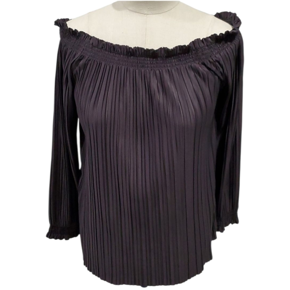 Banana Republic Plum Pleated Off The Shoulder Top Size M